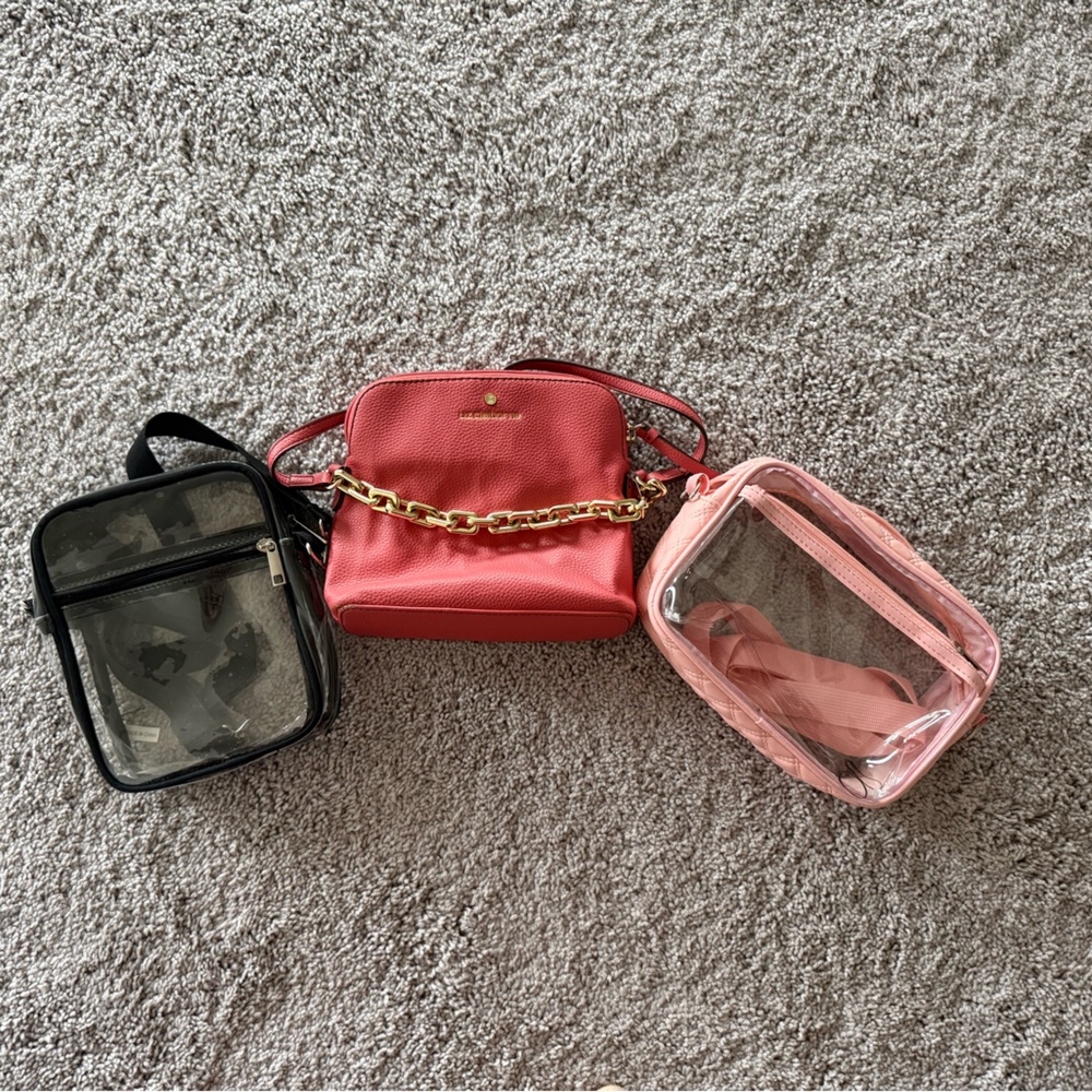 Liz Claiborne Peach, Black, and light Pink Crossbody Bag bundle